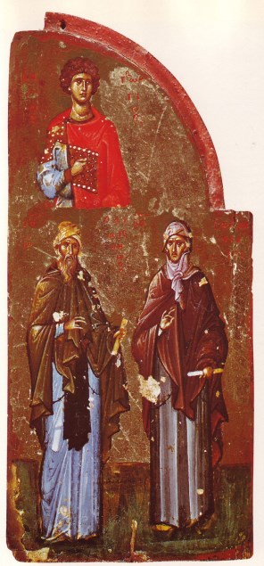 성 제오르지오와 성 요한 다마스쿠스와 시리아 사람 성 에프렘_in the Monastery of St Catherine in Sinai_Egypt.jpg